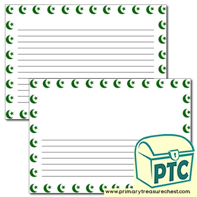 Islam Star and crescent symbol Landscape Page Border/Writing Frame (narrow lines)