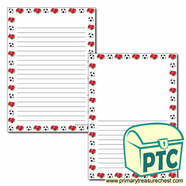 Flowers & Football Page Border/Writing Frame (narrow lines)
