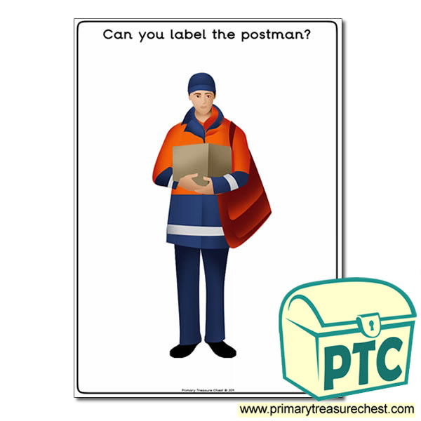 'Can you label the postman' A4 worksheet , without the lines and boxes.   