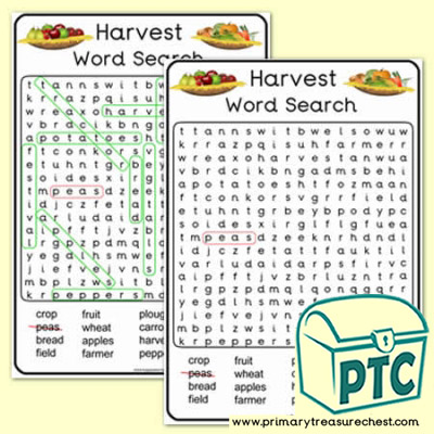 Harvest A4 Word Search Worksheet
