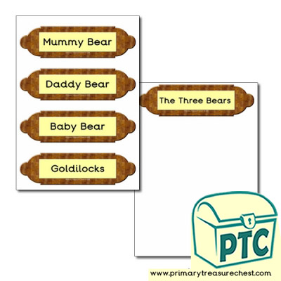 Picture frame labels- Goldilocks and The Three Bears