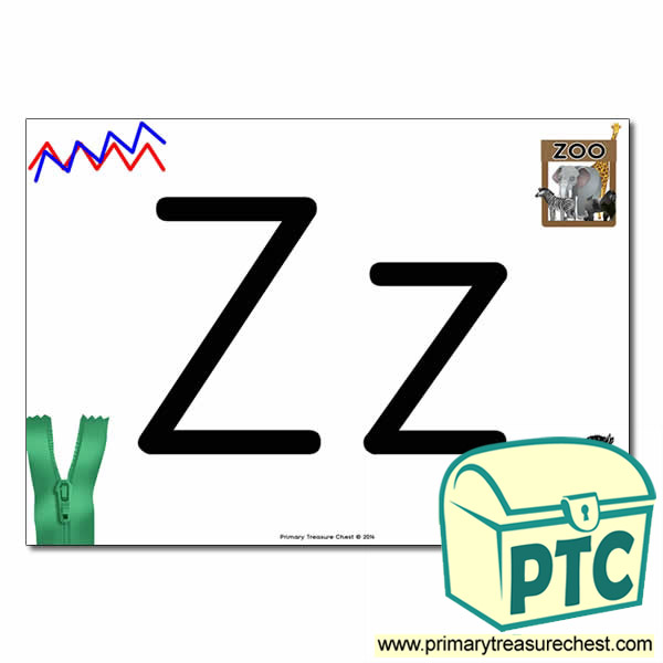 'Zz' Upper and Lowercase Letters A4 posterposter with realistic images