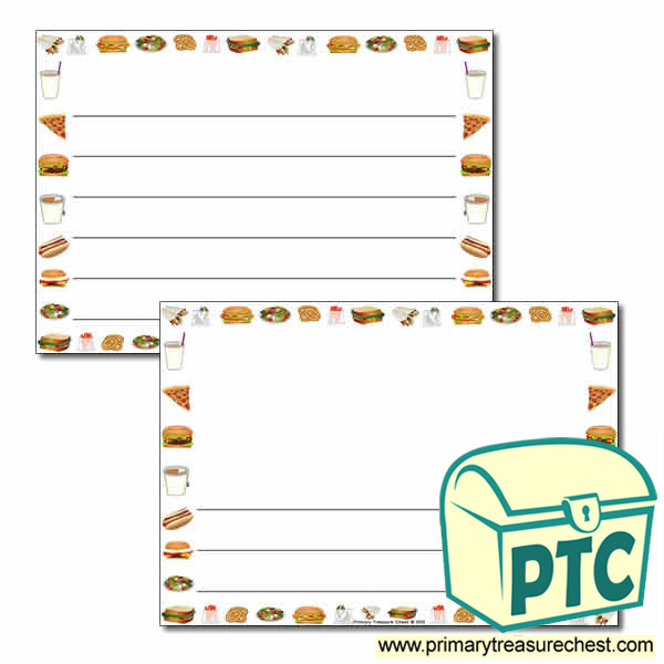 Fast Food Takeaway Themed Landscape Page Border/Writing Frame (wide lines)