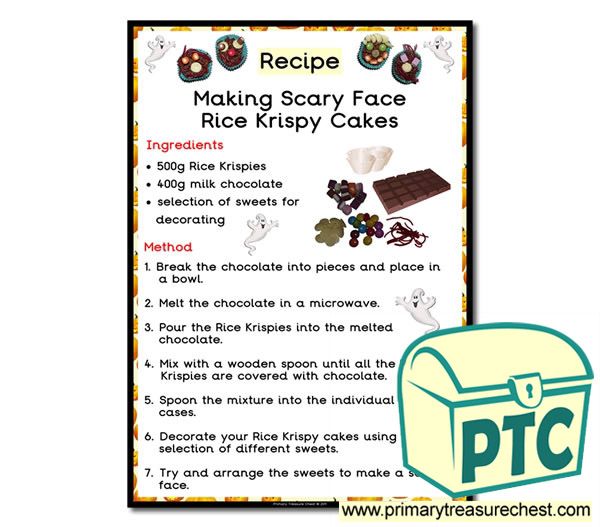 Scary Face Rice Krispy Cakes Recipe Poster