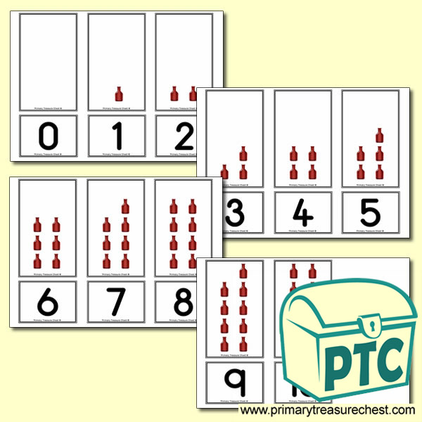 Red Bottle Number Shapes Matching Cards 0 to 10