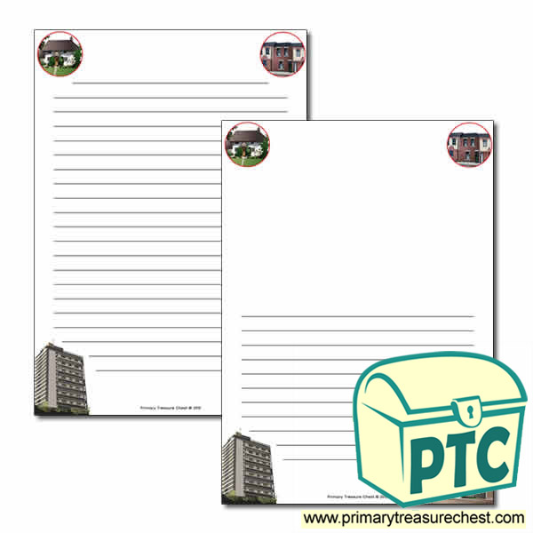 Houses and Homes Themed Page Border/Writing Frame (narrow lines)