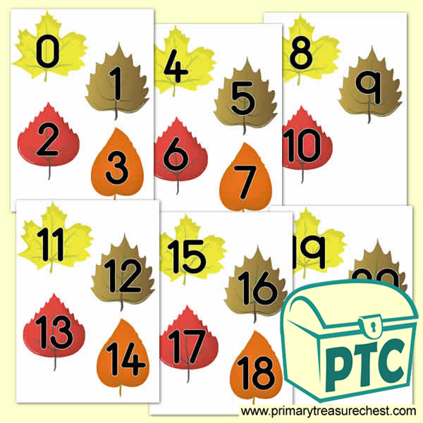 Autumn Leaves Themed Numbers 0 to 20