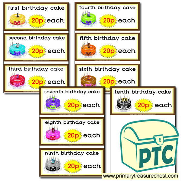 Role Play Cake Shop Birthday Cake Prices 1-20p