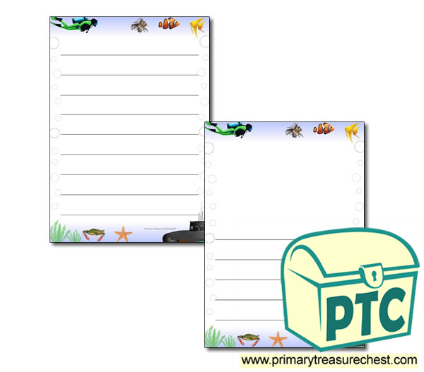 'Under the Sea' Themed Page Border/Writing Frame (wide lines)