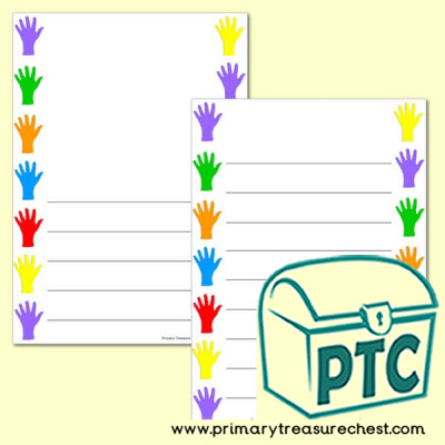 Coloured Hands Page Border/Writing Frame (wide lines)