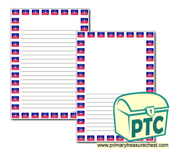 Juneteenth Flag Themed Page Border/Writing Frame (narrow lines)
