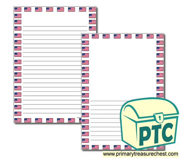 American Flag Page Border/Writing Frame (narrow lines)