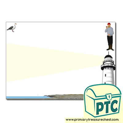 <span class="highlight">Lighthouse</span> Keeper Themed Landscape Page Border/Writing Frame (no lines)
