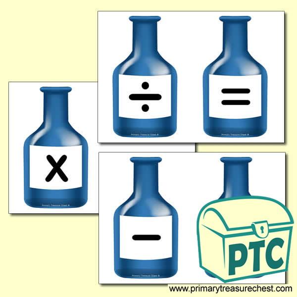 Blue Bottle Number Line Maths Symbols