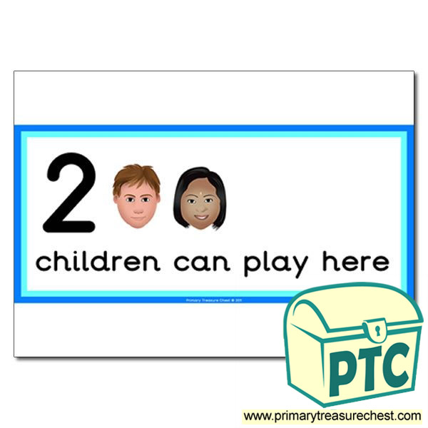 Cutting Area Sign - Images of Faces - 2 children can play here - Classroom Organisation Poster