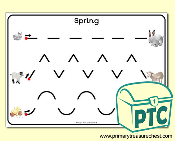 Spring themed pre-writing patterns activity sheet