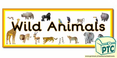 Double mounted effect, 'Wild Animals' Display banner. 2 X A4 sheets.  