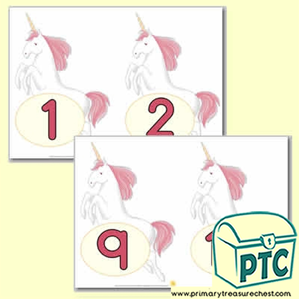 Unicorn Number Line 0-10 (no border) - Serenity the Sweet Dreams Resources