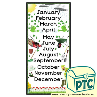 Months of The Year Gardening and Growing Themed posters