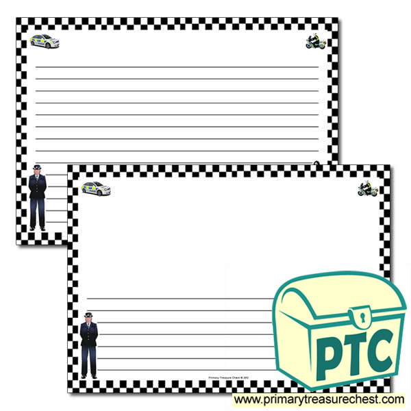 Police Themed Landscape Page Border/Writing Frame (narrow lines)