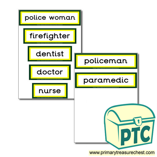 Medical / Emergency Services Themed Display Words