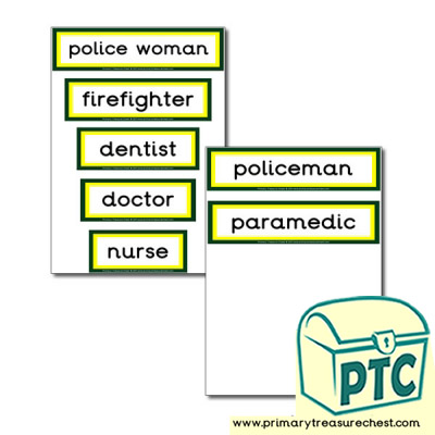 Medical / Emergency Services Themed Display Words