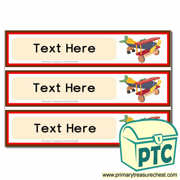 Toy Aeroplane Themed Pupil Drawer Labels (Large)