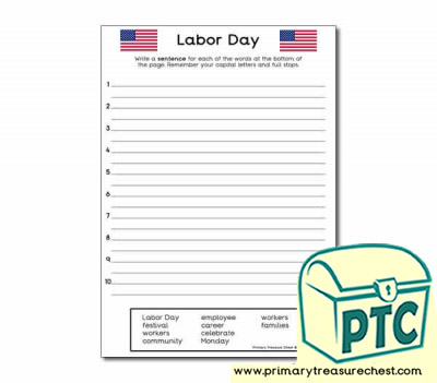 Happy Labor Day Sentence Worksheet
