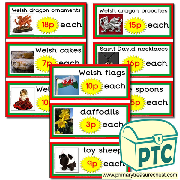 Welsh Gift Shop Prices Flashcards (1-20p)