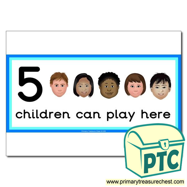 Cutting Area Sign - Images of Faces - 5 children can play here - Classroom Organisation Poster