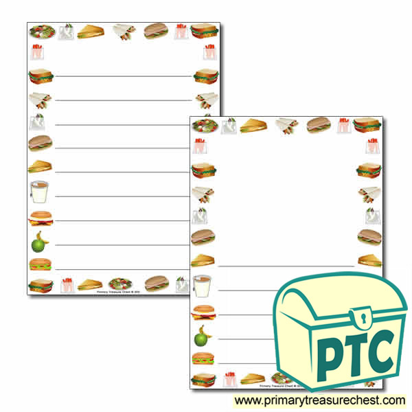 Sandwich Shop Themed Page Border/Writing Frame (wide lines)