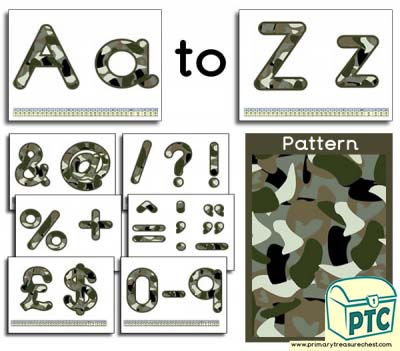 Army Camouflage themed Display Lettering
