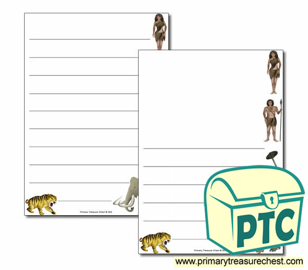 Caveman themed Page Border/ Writing Frames (wide lines)