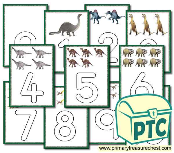  Dinosaur Themed Number Playdough Mats -  0 to 10