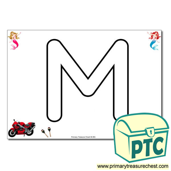 'M' Uppercase Bubble Letter A4 poster with high quality realistic images