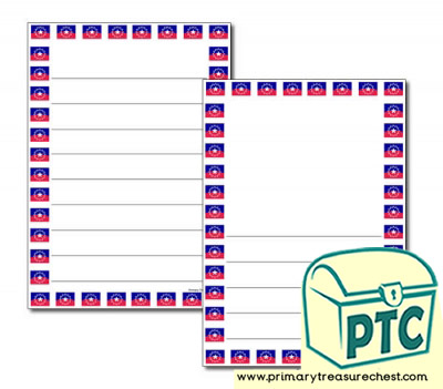 Juneteenth Flag Themed Page Border/Writing Frame (wide lines)