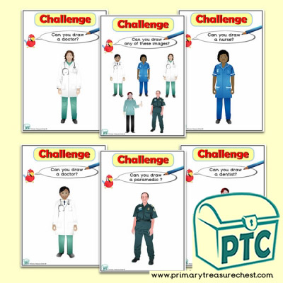 Medical People Who Help Us Themed ICT Challenge Cards