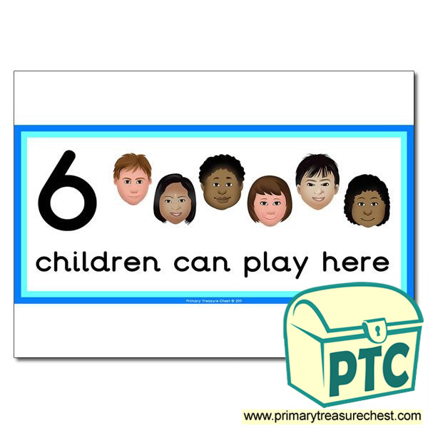 Cutting Area Sign - Images of Faces - 6 children can play here - Classroom Organisation Poster