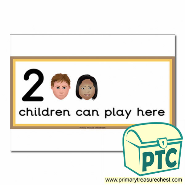 Quiet Area Sign - Images of Faces - 2 children can play here - Classroom Organisation Poster