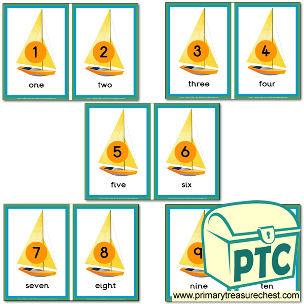 Sailing Boat Themed Number Line 1-10