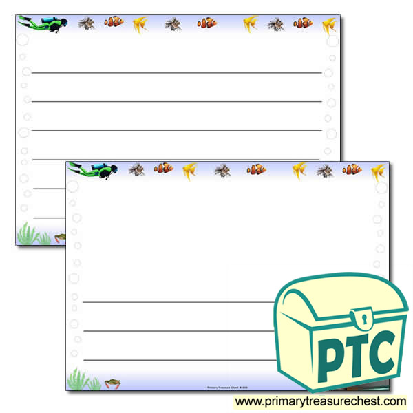 'Under the Sea' Themed Landscape Page Border/Writing Frame (wide lines)