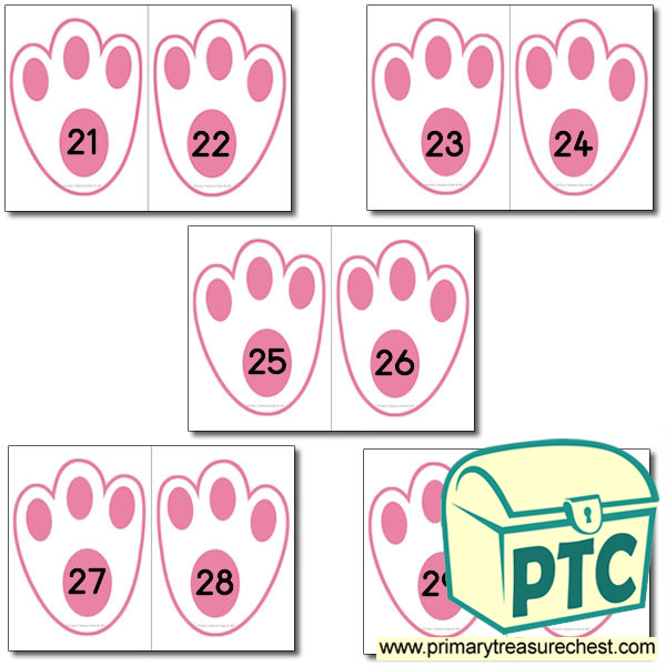 Rabbit Paw Prints Number Line 21-30