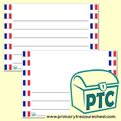 French Flag Landscape Page Border/Writing Frame (wide lines)