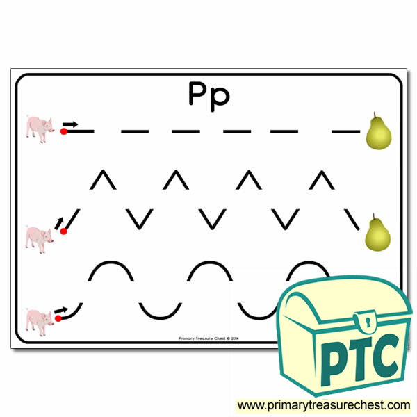 'Pp' Themed Pre-Writing Patterns Activity Sheet