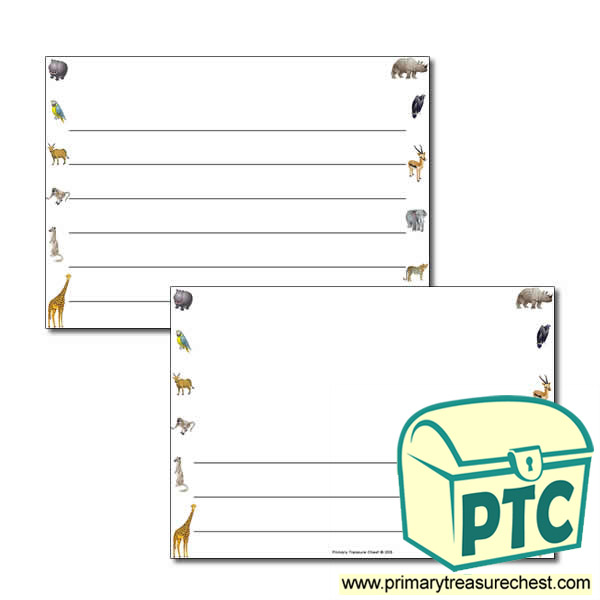 African Animals Themed Landscape Page Border/Writing Frame (wide lines)