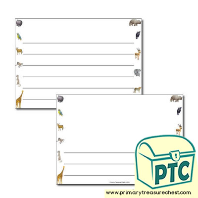 African Animals Themed Landscape Page Border/Writing Frame (wide lines)