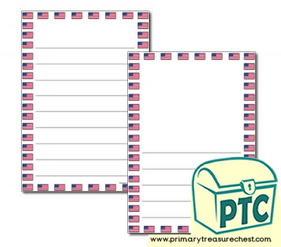 American Flag Page Border/Writing Frame (wide lines)
