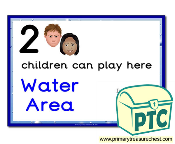 Water Area Sign - Add Your Own Image - 2 children can play here - Classroom Organisation Poster