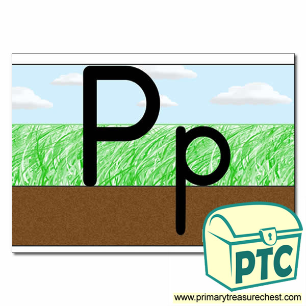 Letter 'Pp' Ground-Grass-Sky Letter Formation Sheet