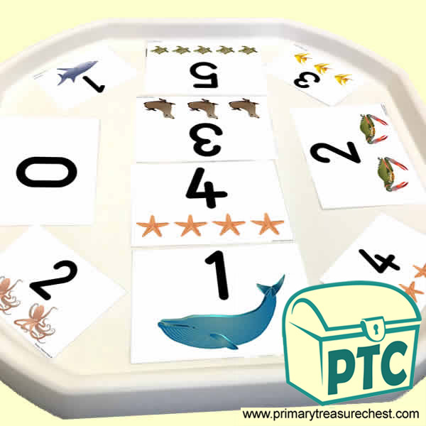 Under the Sea Themed Number Tuff Tray Cards